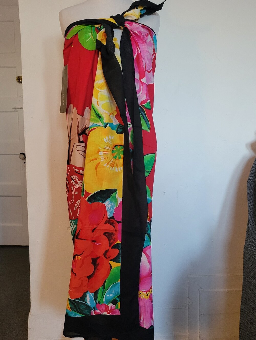 NEW Vintage GOTTEX Beach Vacation Cover-up Pareo Multicolor 100% Cotton